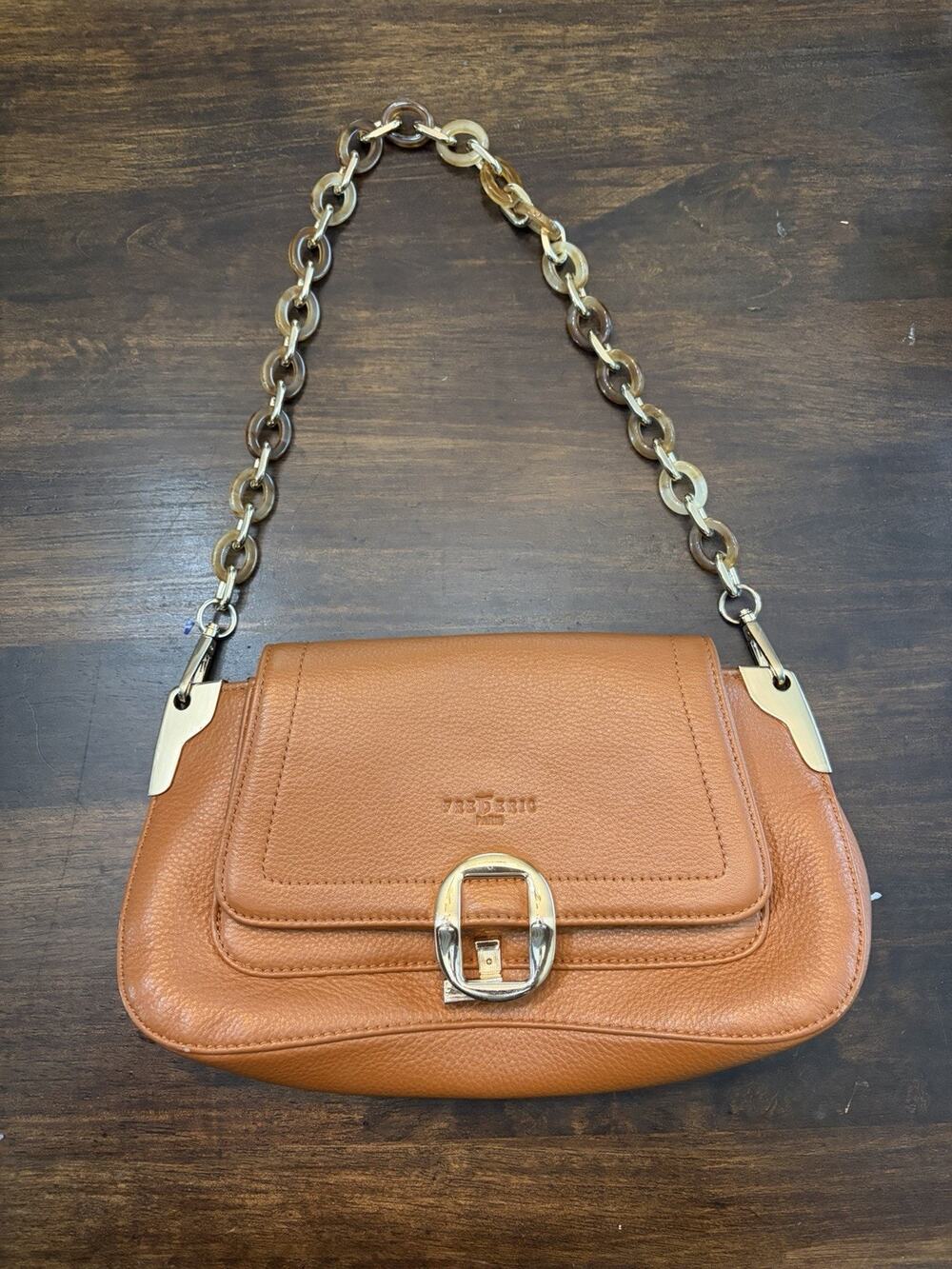 Frederic T Paris Genuine Leather Shoulder Bag Cognac Perfect Condition Used 1x